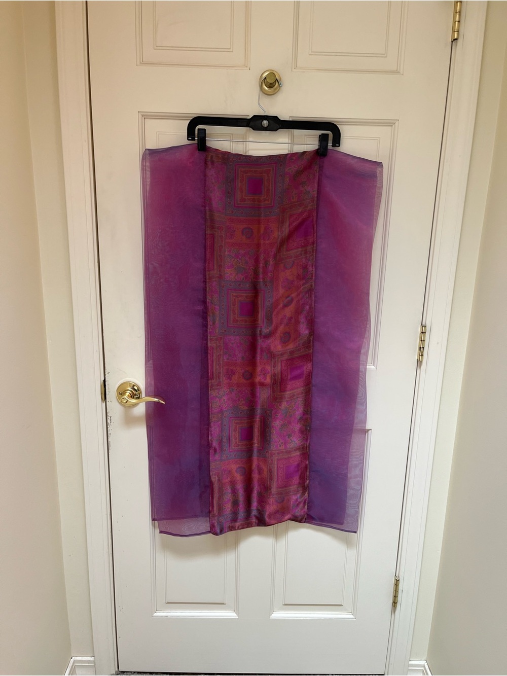 Pink/Purple Patterned Women's Satin & Polyester Scarf by Bella Wraps of England